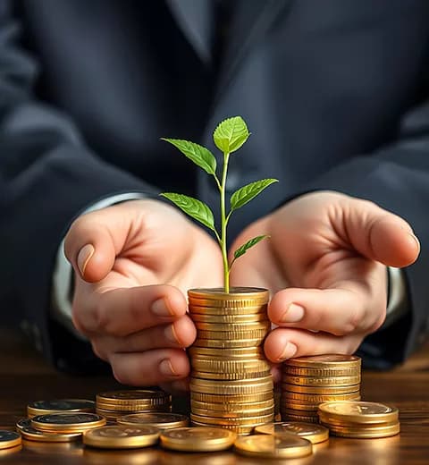 Plant growing in coin jar
